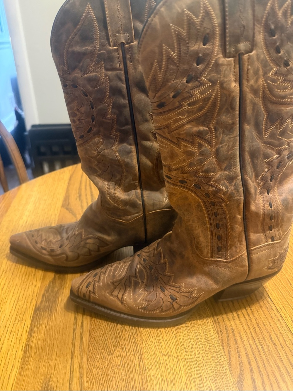 Dan Post Brown Embroidered Western Cowboy Boots